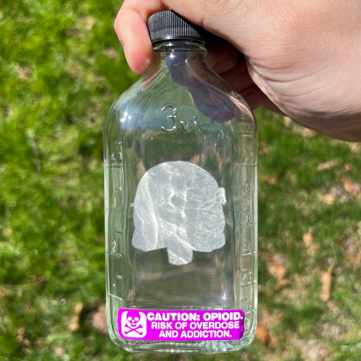 "TRIS TROOP" 6oz Glass Medicine Bottle