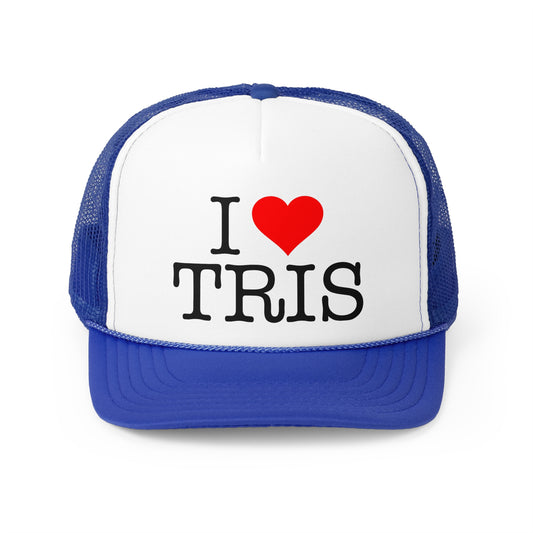 "I LOVE TRIS" Trucker Hat - Blue/White