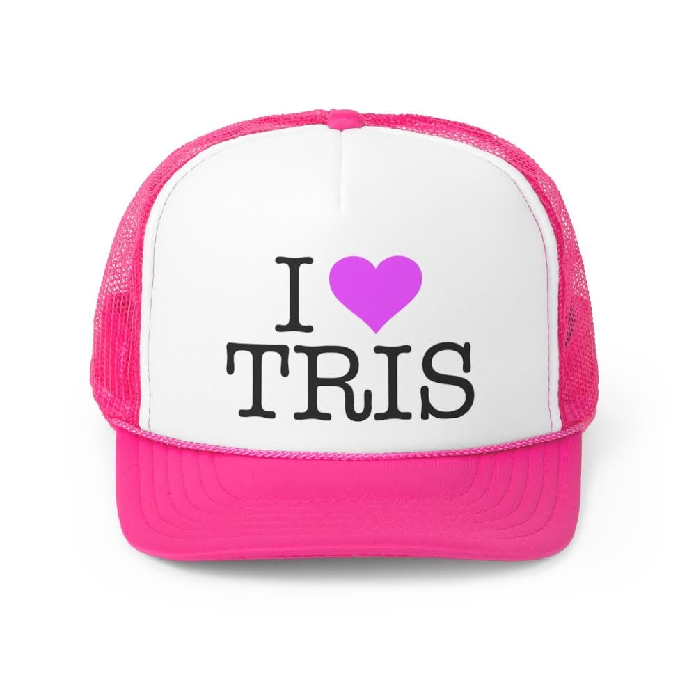 "I LOVE TRIS" Trucker Hat - Pink/White